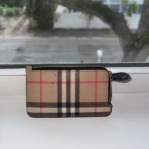 Burberry Check and Leather Zip Card Case